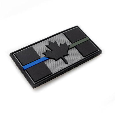 PVC Morale Patch - Canadian Thin Blue Military Green Line - 1.5"x3" Supporting Military & Law Enforcement