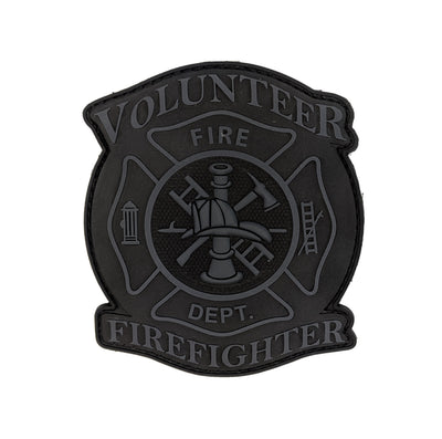 PVC Morale Patch - Volunteer Firefighter - Black & Grey 3"x3.5"