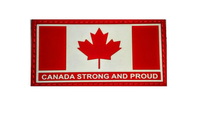 PVC Morale Patch - Canada Strong and Proud - Red & White 1.5"x3"