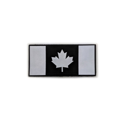 Reflective Morale Patch - Canadian Flag - Grey Reflective & Black 2"x4" - High Visibility Reflective