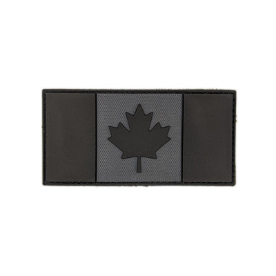 PVC Morale Patch - Canadian Flag - Black & Grey 2"x4"