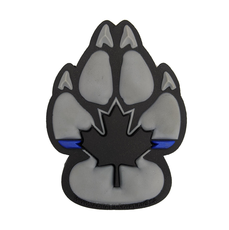 PVC Morale Patch - K9 Thin Blue Line - Version 2 - Black & Grey 2"x2.75"