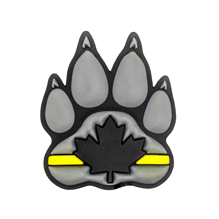 PVC Morale Patch - K9 Thin Yellow Line - Version 1 - Black & Grey 2"x2.375"