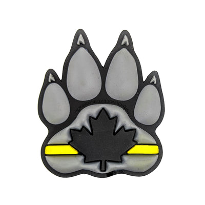 PVC Morale Patch - K9 Thin Yellow Line - Version 1 - Black & Grey 2"x2.375"