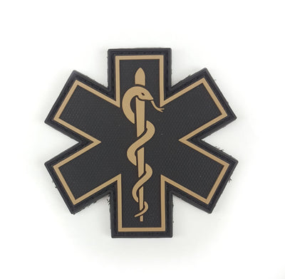 PVC Morale Patch - EMS Star of Life - Single Snake - Black & Tan
