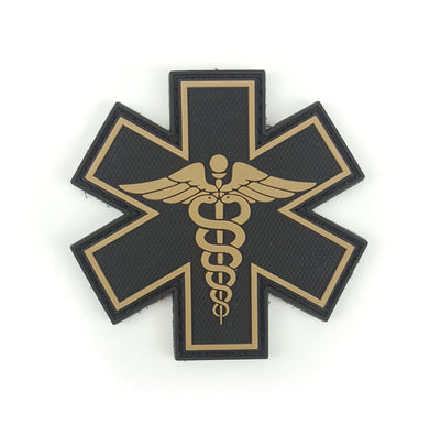 PVC Morale Patch - EMS Star of Life - Dual Snake - Black & Tan