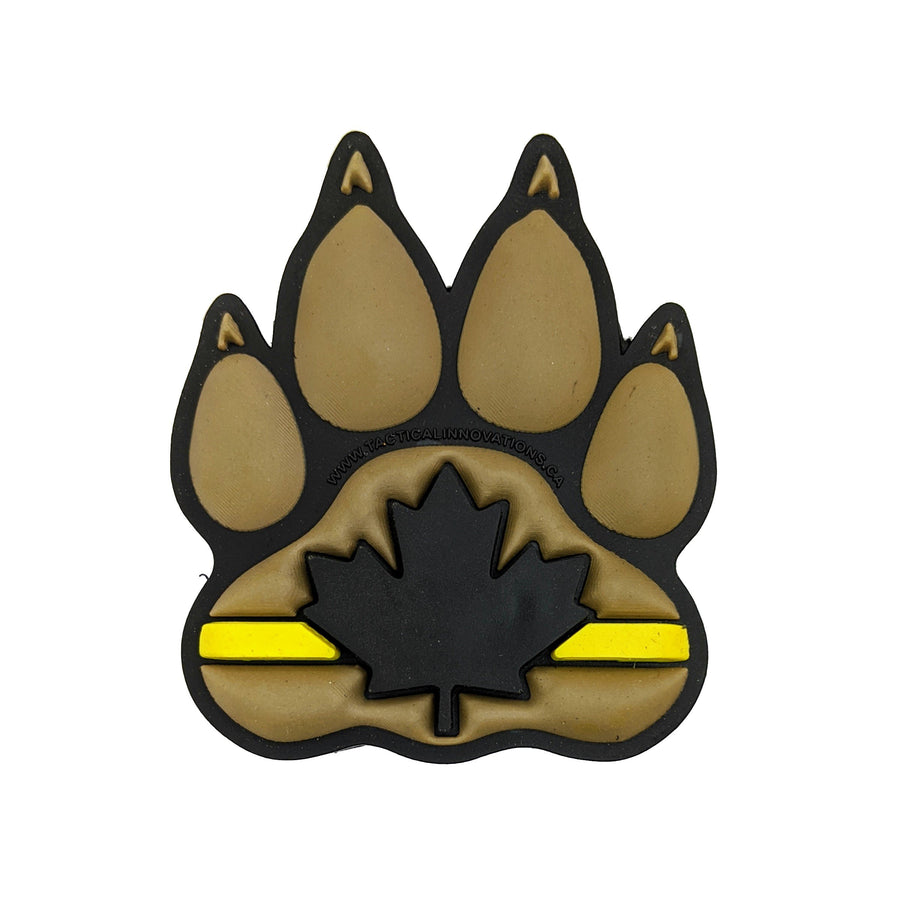 PVC Morale Patch - K9 Thin Yellow Line - Version 1 - Black & Tan 2"x2.375"