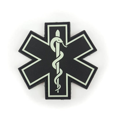 PVC Morale Patch - EMS Star of Life - Single Snake - Glow in the dark