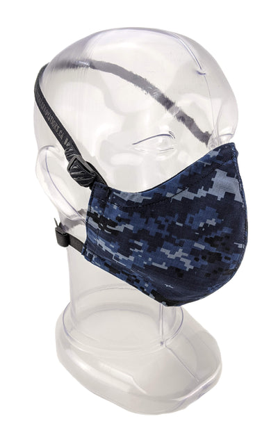 Premium GEN 2 Face Mask - Reusable 2-Ply Fabric - Digital Navy Blue Camo