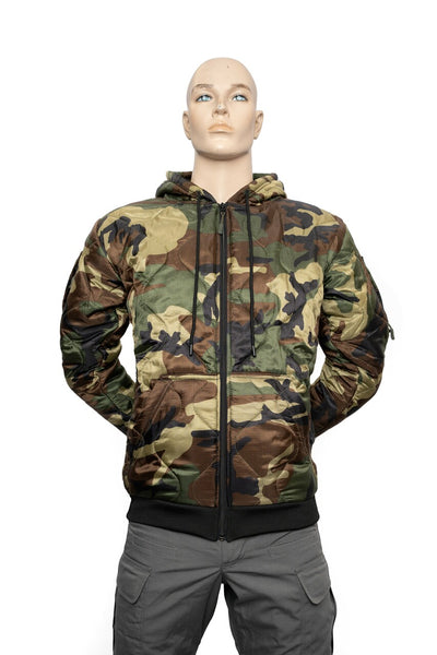 Quilted Poly Filled Hoodie Jacket - AKA Woobie - Woodland