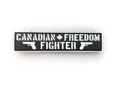 PVC Morale Patch - Canadian Freedom Fighter - Black & White - 1"x 4"