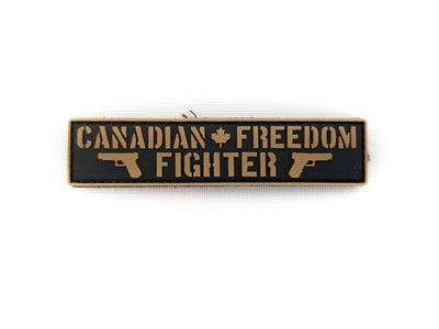 PVC Morale Patch - Canadian Freedom Fighter - Black & Tan - 1"x 4"