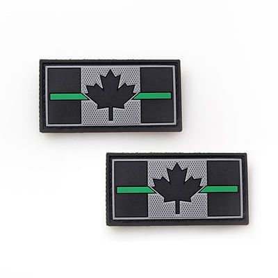 PVC Morale Patch - Canadian Thin Green Line - 1"x2" Supporting Fish & Wildlife Enforcement (2pcs)