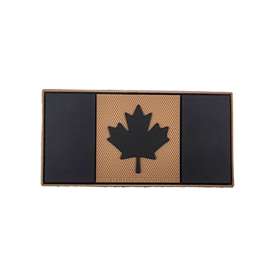 PVC Morale Patch - Canadian Flag - 2"x4" - Black/Tan with Tan Border