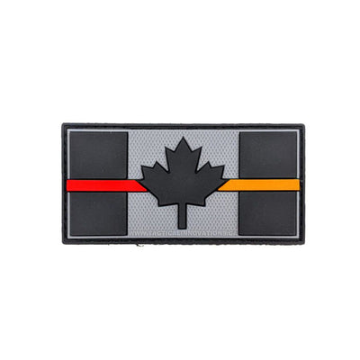 PVC Morale Patch - Canadian Thin Red & Orange Line - 1.5"x3" Supporting Fire Rescue & Search And Rescue