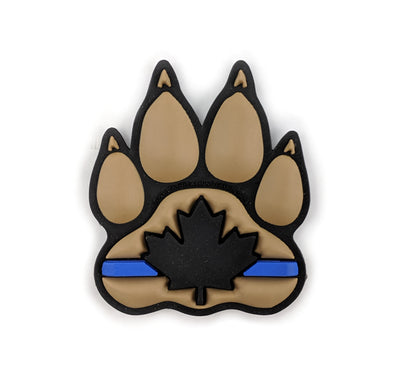 PVC Morale Patch - K9 Thin Blue Line - Version 1 - Black & Tan 2"x2.375"