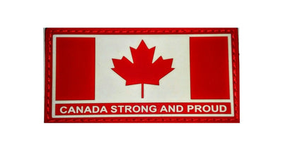 PVC Morale Patch - Canada Strong and Proud - Red & White 1.5"x3"