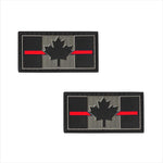 PVC Morale Patch - Canadian Thin Red Line - 1"x2" Supporting Fire Rescue (2pcs)