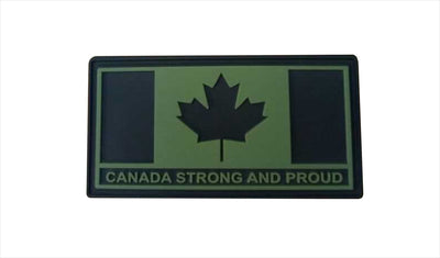PVC Morale Patch - Canada Strong and Proud - OD Green 1.5"x3"