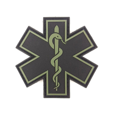 PVC Morale Patch - EMS Star of Life - Single Snake - Black and OD Green