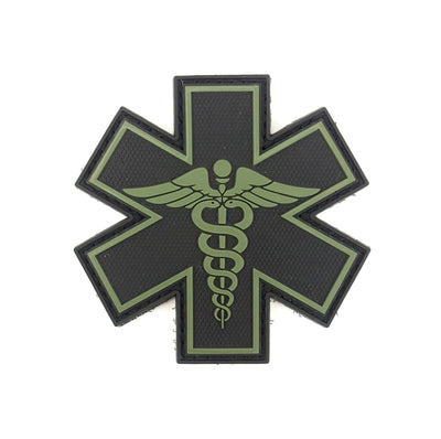 PVC Morale Patch - EMS Star of Life - Dual Snake - Black and OD Green