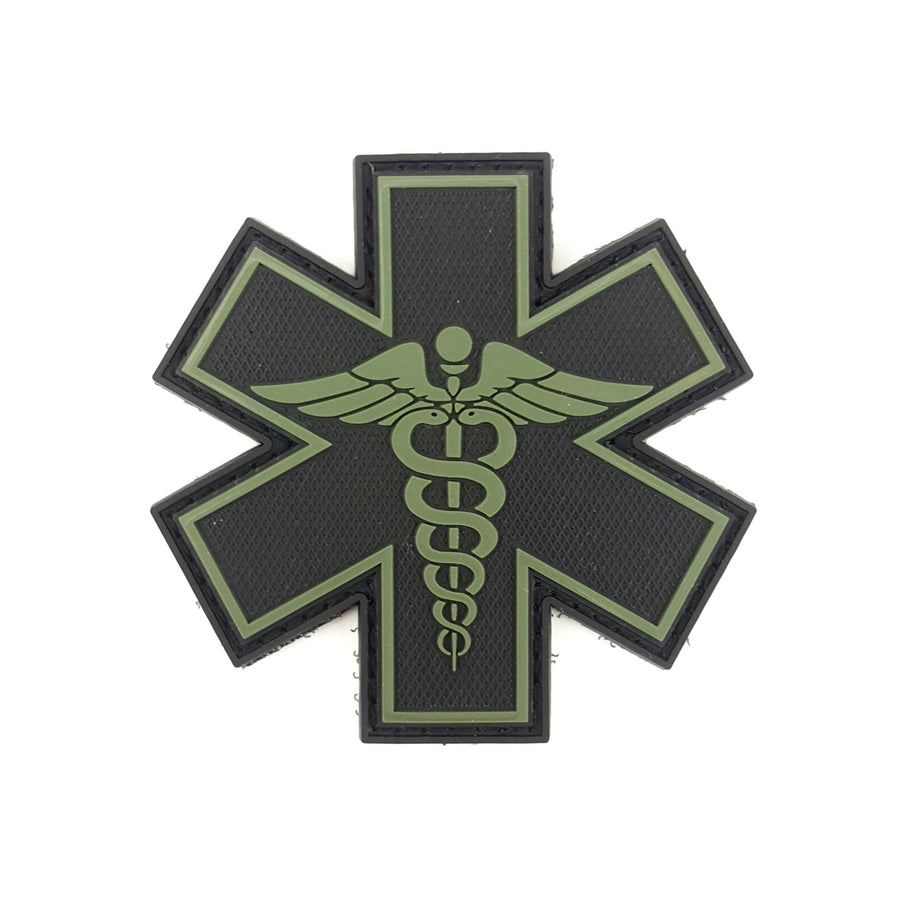 PVC Morale Patch - EMS Star of Life - Dual Snake - Black and OD Green