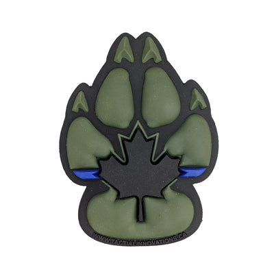 PVC Morale Patch - K9 Thin Blue Line - Version 2 - Black & OD green 2"x2.75"