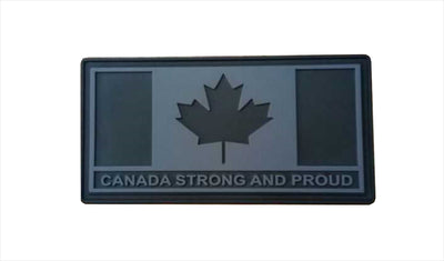 PVC Morale Patch - Canada Strong and Proud - Black & Grey 1.5"x3"