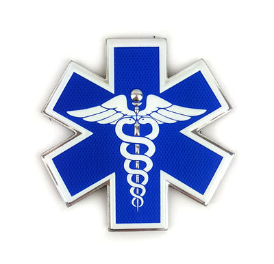 Chrome Morale Patch - EMS Star of Life - Dual Snake - Blue & Silver