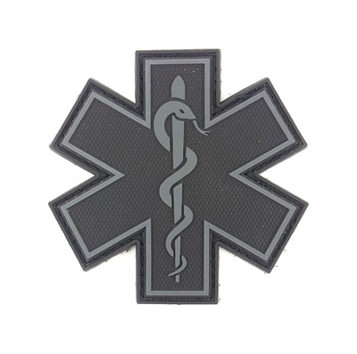 PVC Morale Patch - EMS Star of Life - Single Snake - Black & Grey
