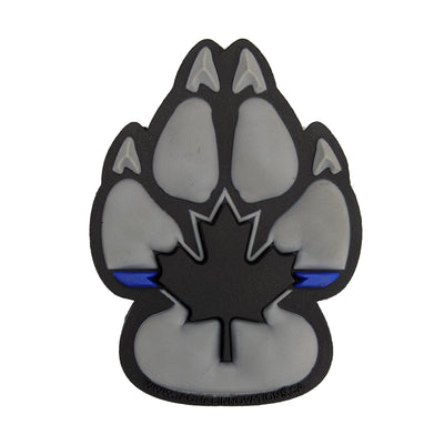 PVC Morale Patch - K9 Thin Blue Line - Version 2 - Black & Grey 2"x2.75"