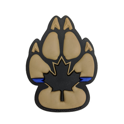 PVC Morale Patch - K9 Thin Blue Line - Version 2 - Black & Tan 2"x2.75"