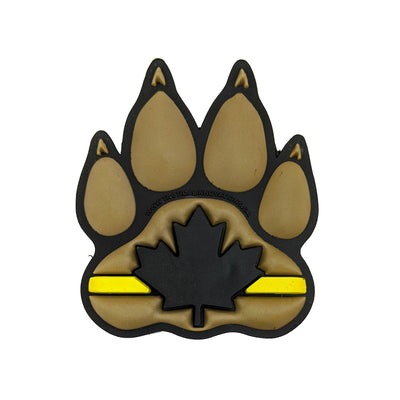 PVC Morale Patch - K9 Thin Yellow Line - Version 1 - Black & Tan 2"x2.375"