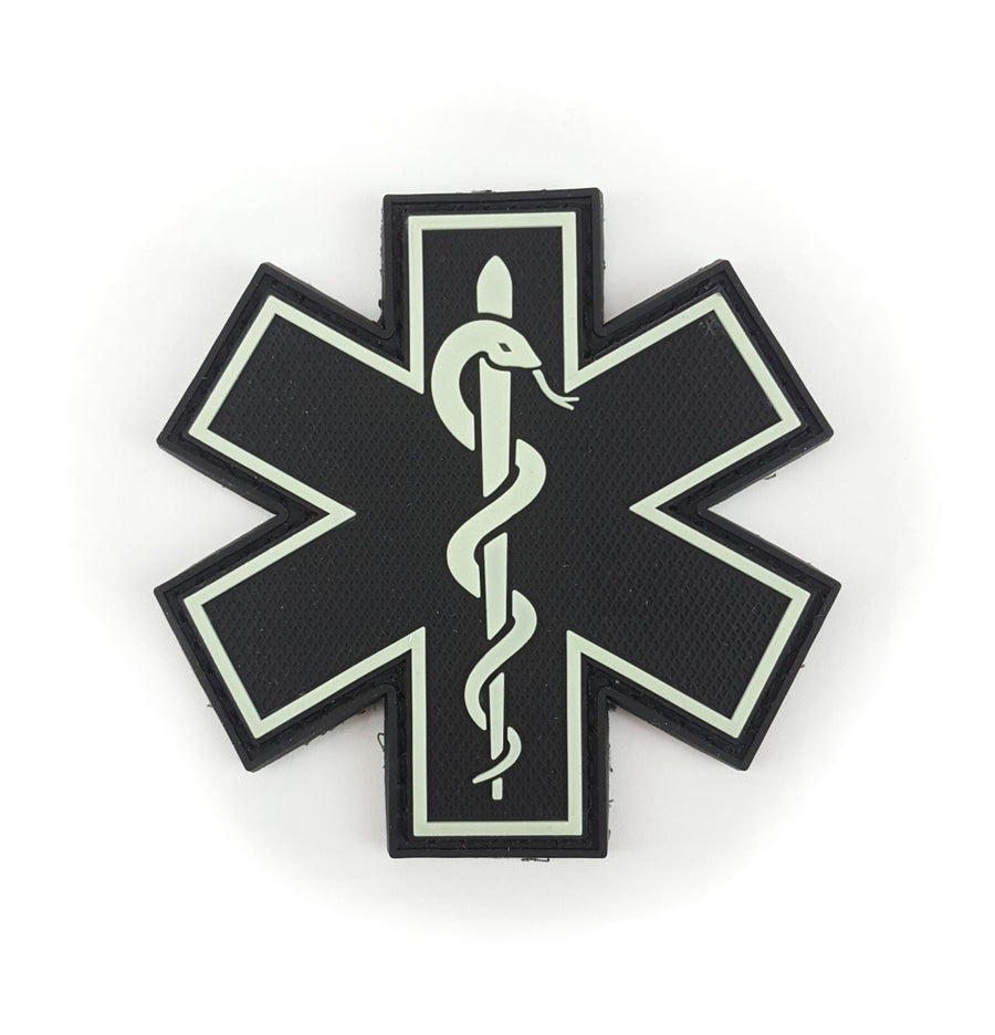 PVC Morale Patch - EMS Star of Life - Single Snake - Glow in the dark