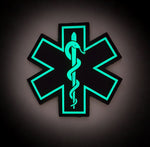 PVC Morale Patch - EMS Star of Life - Single Snake - Glow in the dark