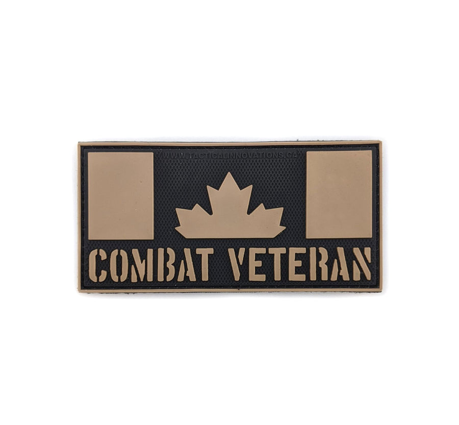 PVC Morale Patch - Canadian Combat Veteran - Black & Tan 2"x4"