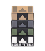 PVC Morale Patch - Canadian Combat Veteran - Black & Tan 2"x4"