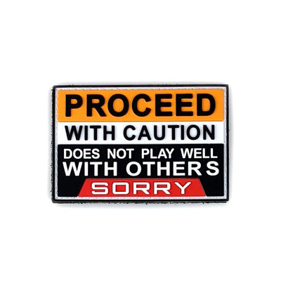 PVC Morale Patch - Proceed with Caution (2"x3") Glow-in-the-dark