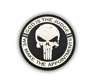 PVC Morale Patch - Circular Punisher - Black & White - GLOW