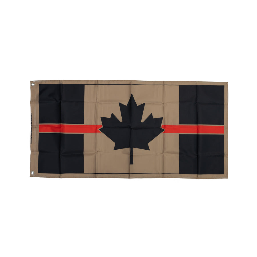 Canadian Flag - 24" x 48" - Thin Red Line - Tan Background