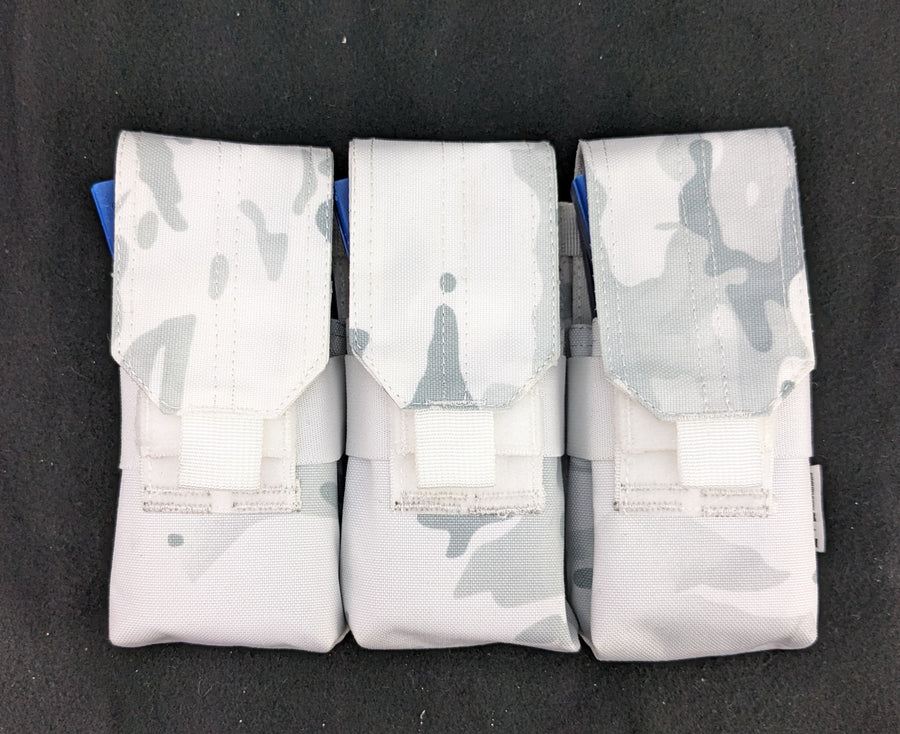 Triple Magazine/Double Stack Pouch - Adjustable and Removable Cover Flaps - Multicam Arctic