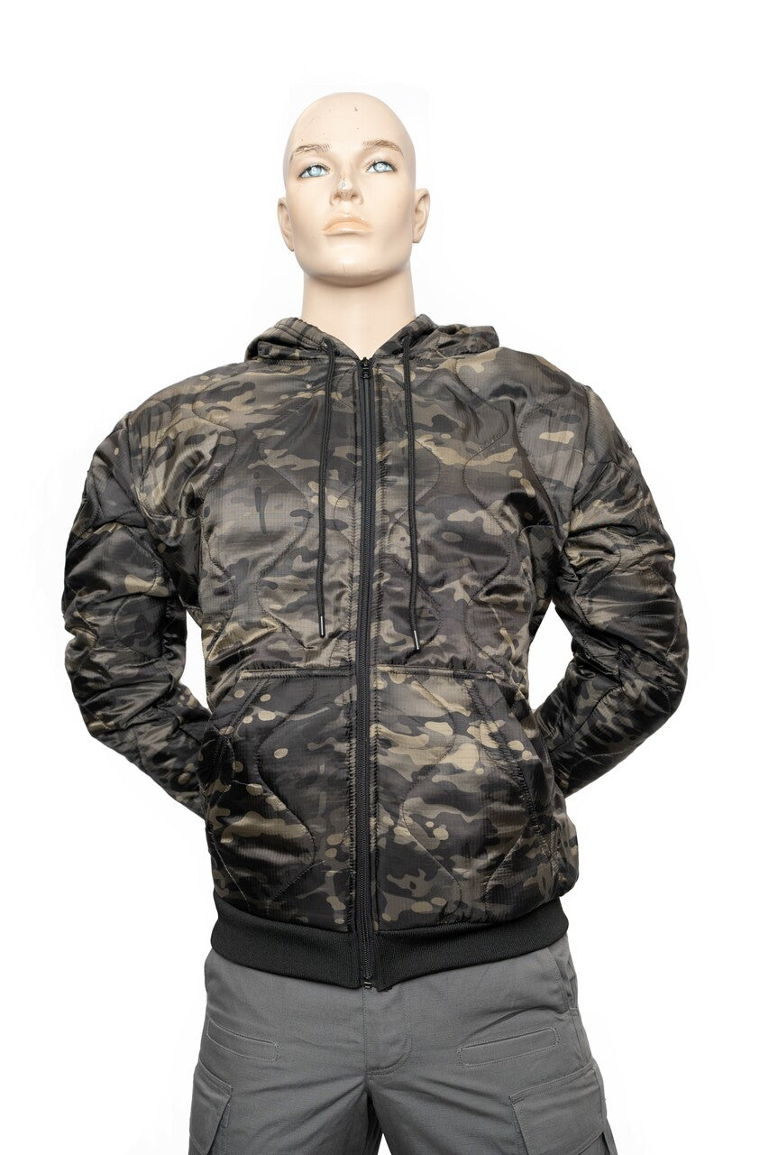 Quilted Poly Filled Hoodie Jacket - AKA Woobie - Multicam Black